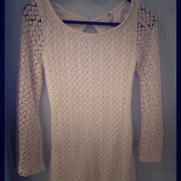 70s inspired white lace mini dress