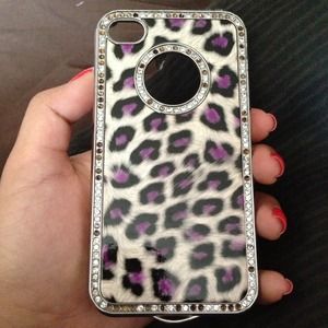 iPhone 4/4s purple cheetah diamond case