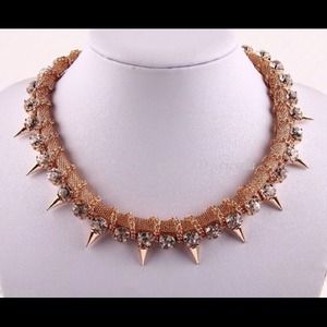 ON SALE! Gold colored spiked statement necklace