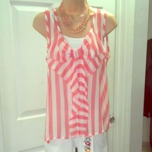 Boutique sheer pink/white tank