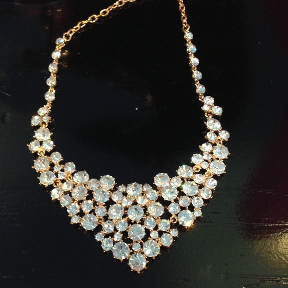 Gold chain and clear jewel necklace