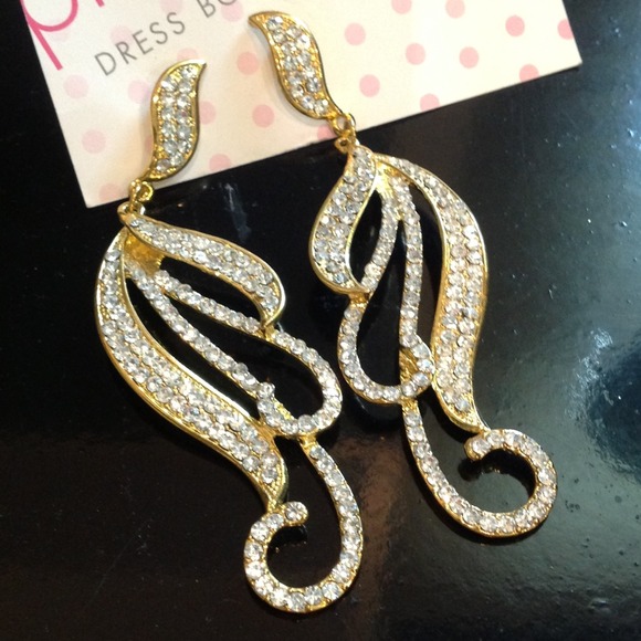 Gold and clear stone earrings