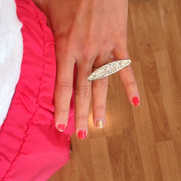 Gold and rhinestone ring