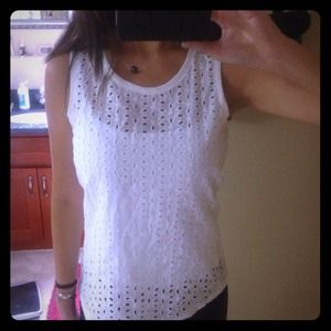 NWT White Eyelet Front Tank