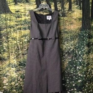 Grey patterned dress.