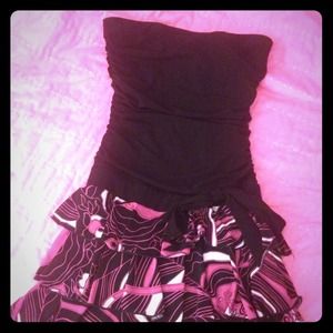Strapless black and pink dress