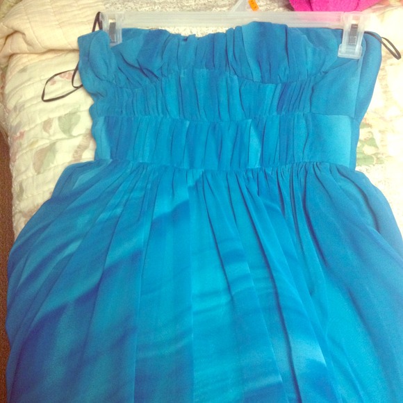Blue and teal strapless dress - Picture 1 of 2