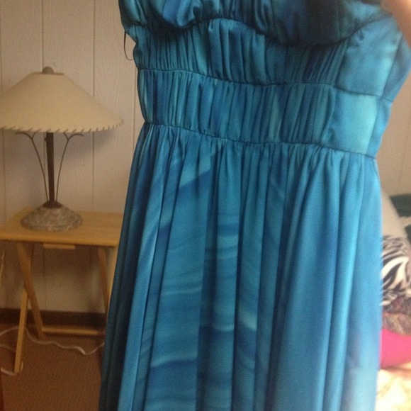 Blue and teal strapless dress - Picture 2 of 2