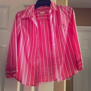 American Eagle Pink Pinstripe Button Down Shirt