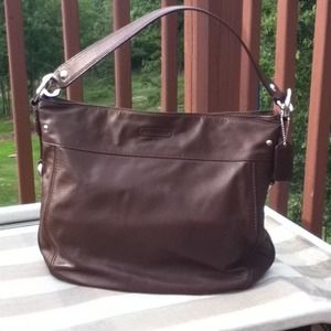 Authentic Brown Leather Coach Handbag