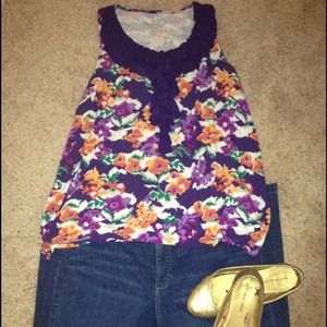 //SOLD//FLOWERY RUFFLE TANK TOP.