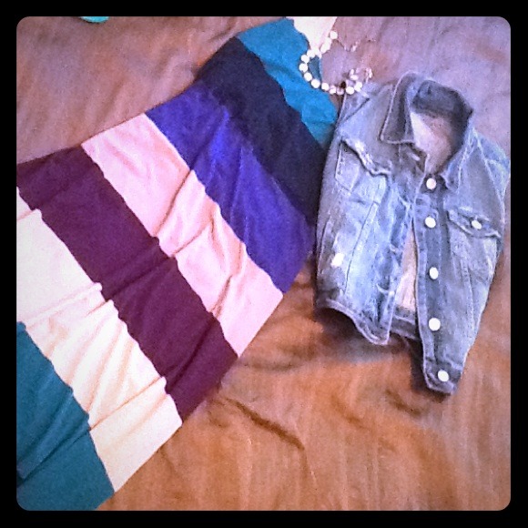 SOLD@@@@@Multicolor Striped Casual High Low Dress