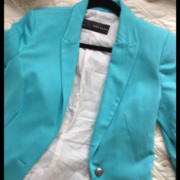 Teal/turquoise Zara knit blazer