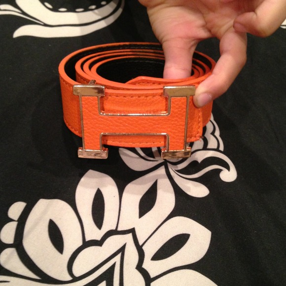 Hermes  double sided belt black and orange