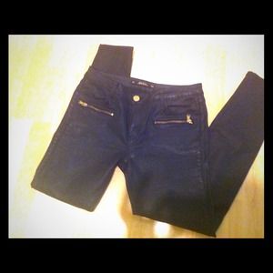 Zara waxed black denim with golds accents