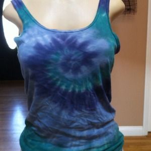Blue and green tie dye tank