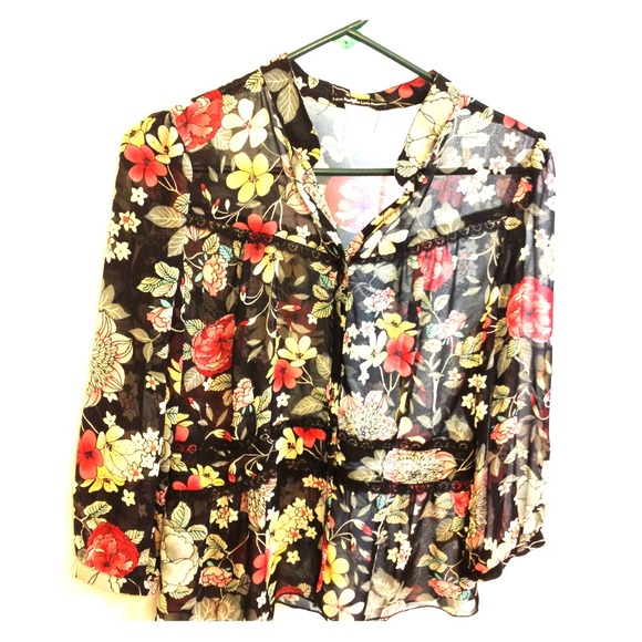 Sheer floral blouse