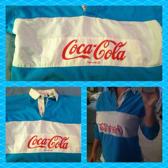 Vintage 1980s Hipster Coca Cola Rugby Sweatshirt