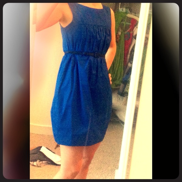 Bright blue theory work dress