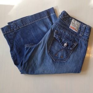 tag denim wide leg capris