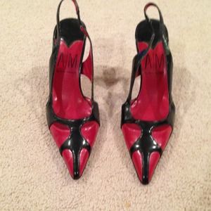 💥REDUCED💥Black & Red Slingback Heels