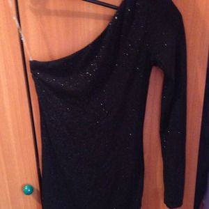 Sexy one sleeve black and silver Marciano dress