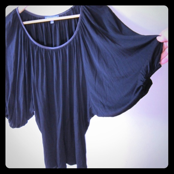 Vivienne Tam soft black stretchy top dolman sleeve