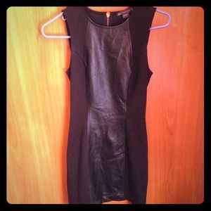 Black faux leather blend AIX dress