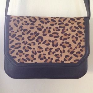 Zara leopard pony hair shoulder bag