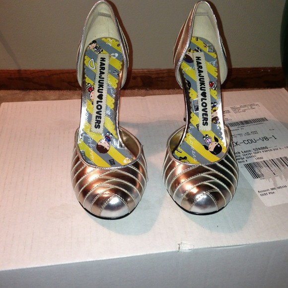 Harajuku Lovers Silver & Copper Heels Size 9