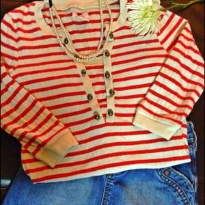 3/4 sleeve sweater with brass buttons. X-small