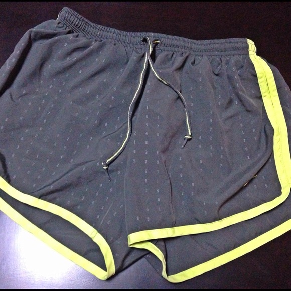 Nike running shorts. Gray and neon green. Small.