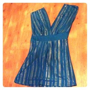 Rue 21 teal/gold Sassy Top