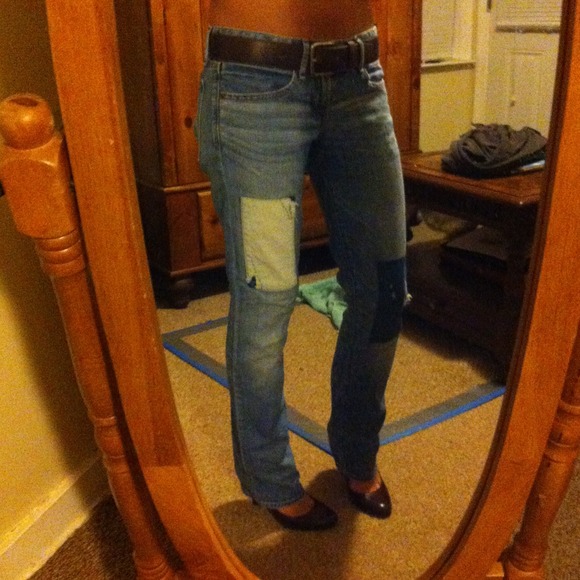 Patched denim skinny jeans JUST REDUCED