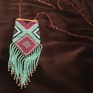 Navajo fringe beaded necklace