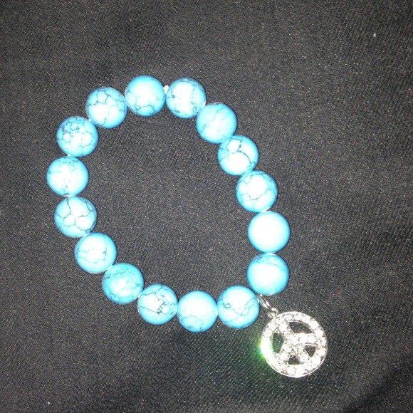 Blue stone peace sign bracelet