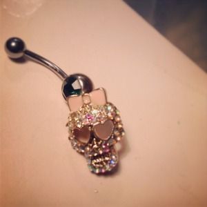 Handmade belly ring body jewelry skull