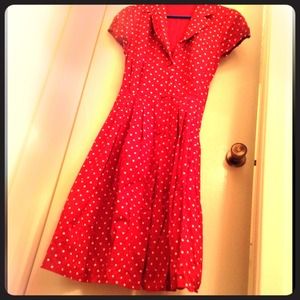 Beautiful Red and White Polka-dotted Dress