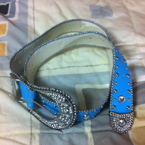 Blue western bling belt