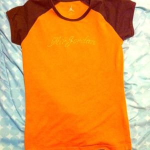 Brown and orange Air Jordan shirt