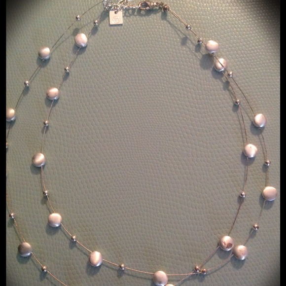 Two strand silver necklace