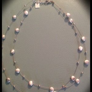 Two strand silver necklace
