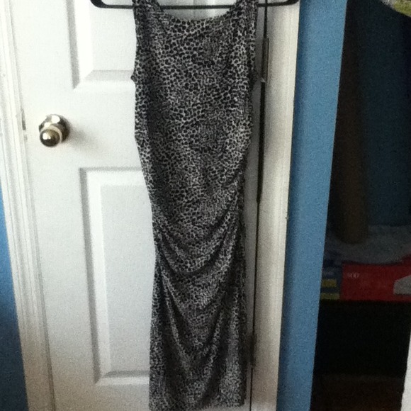 White and black sheath dress