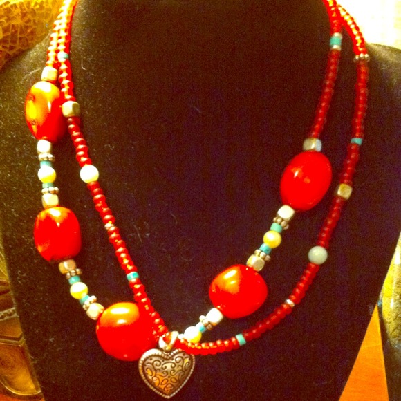 Red Coral Necklace & Bracelet Set