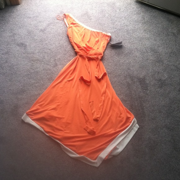 NWT London Times Tangerine One Sleeve Dress SOLD - Picture 1 of 4
