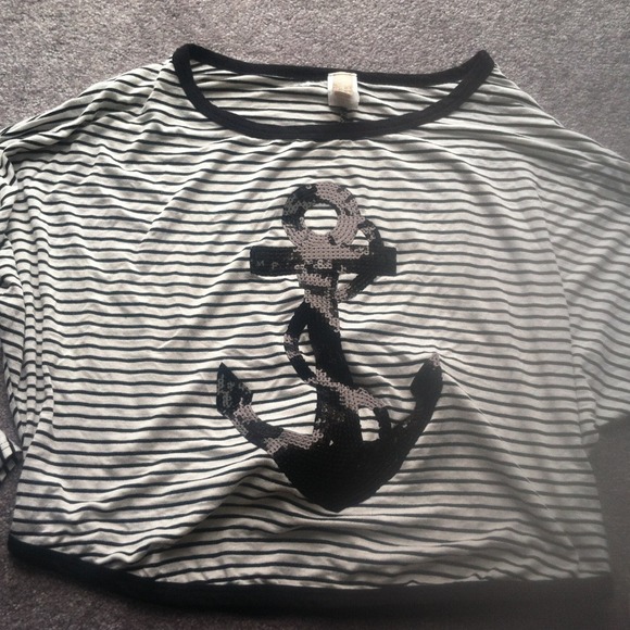 SOLD Nautical Sequined Nana 3/4 Sleeve Top Size