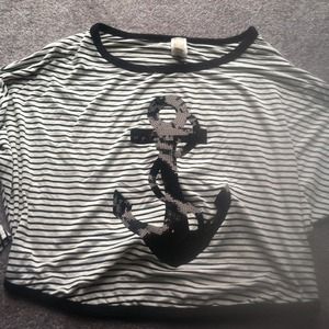 SOLD Nautical Sequined Nana 3/4 Sleeve Top Size