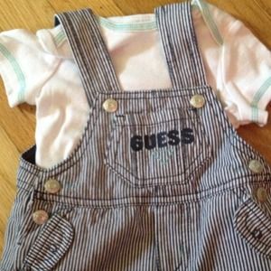 Guess Boy 6-9 month overall shorts with onesie