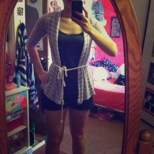 Lavender and white cardigan