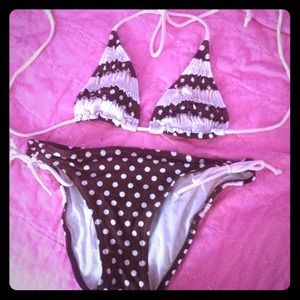 Brown pink and white bathing suit